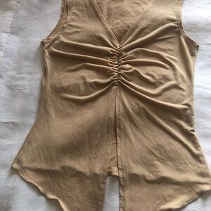 POLA Ruched Tan Sleeveless Top, size JL